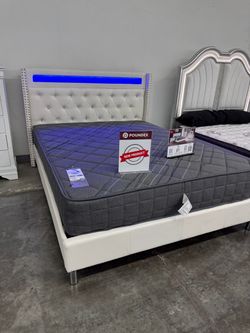 New queen bed frame with mattress