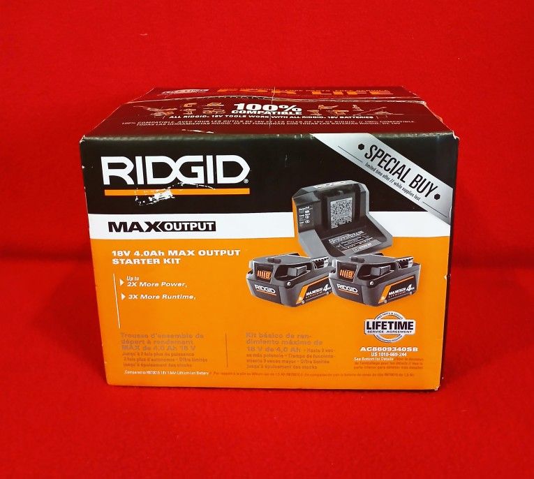 RIDGID 18V 4.0Ah MAX OUTPUT Starter Kit *NEW*
