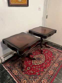 Pair of Antique Wooden Large Side Tables w/Wheels - Delivery Extra