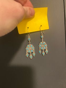 925 sterling silver turquoise dangle earrings from Mexico