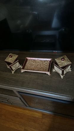 Tray And Covered Box Handcrafted