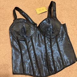 New 3xl blue brocade Rennisance corset goth gothic Victorian top dress costume S 