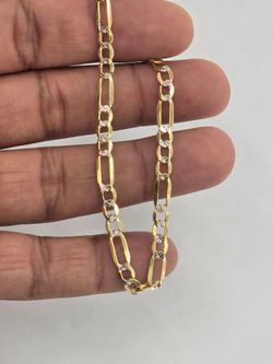 10kt Real Gold Figaro Diamond Cut Bracelet 4.7 mm 8 Inch