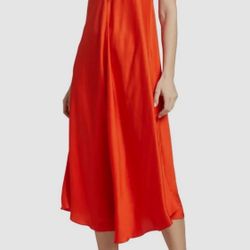 $375 L'agence Women's Orange Lorraine Sleeveless Trapeze Midi Dress Size XS