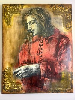 Original Mixed Media Portrait Painting on Board