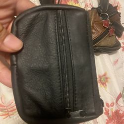 Genuine Black Cow Leather Multi-Zip Wallet