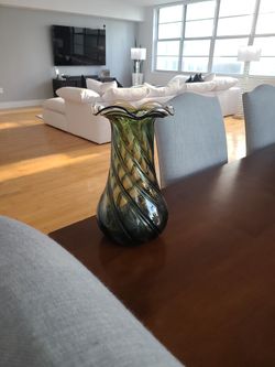 Anthropologie Tall Glass Ruffle Vase LIKE NEW!