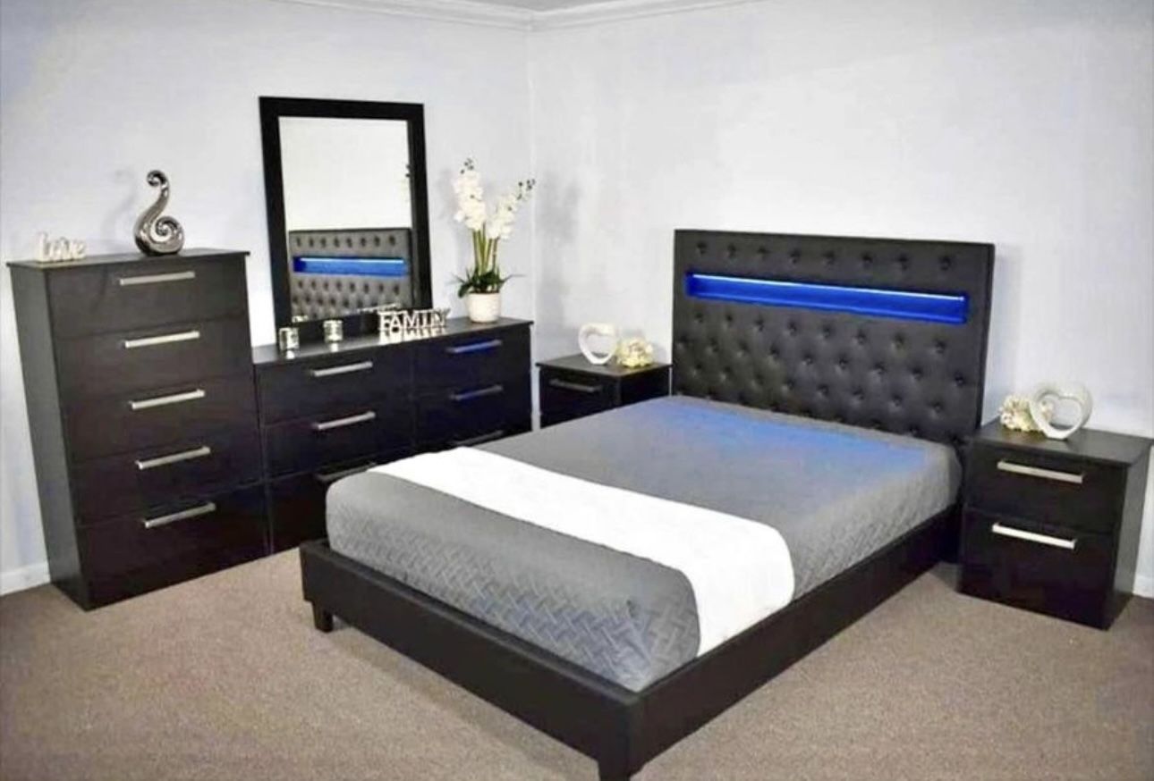 LED lights BLACK bed