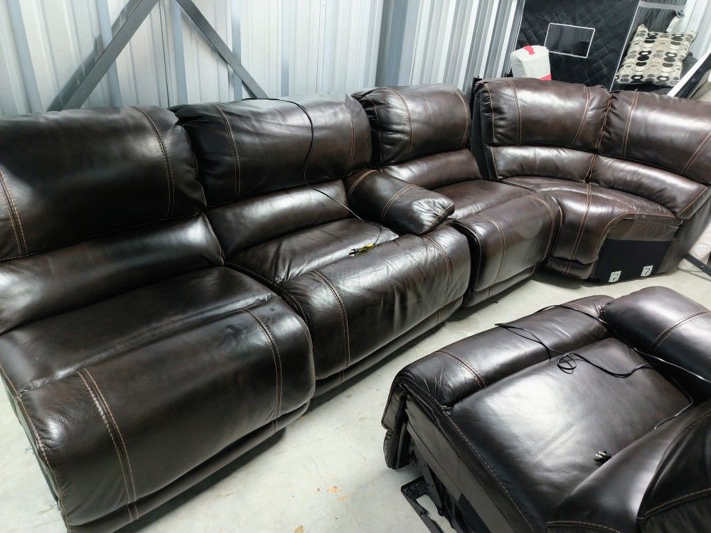 Electric Five Piece Leather Recliner Couch  Obo!!!!