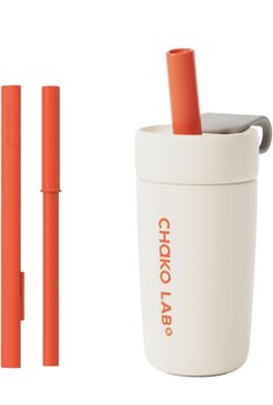 CHAKO LAB Splitto Tumbler 19oz, Leak-Proof Insulated Water Bottle with Easy-Clean Reusable Openable Straw & Built-in Cap Storage Handle, Travel Mug fo