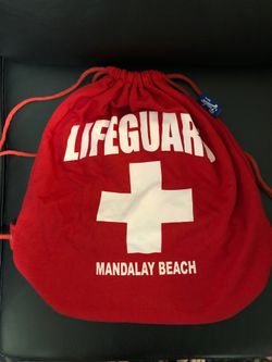 New Lifeguard red Drawstring Backpack