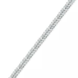 A beautiful Cubic Zirconia Marquis Double Row Tennis Bracelet in Sterling Silver