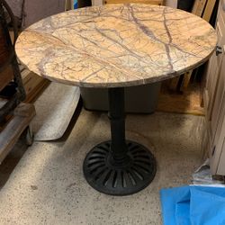 ROUND MARBLE TOP WITH CAST IRON BASE