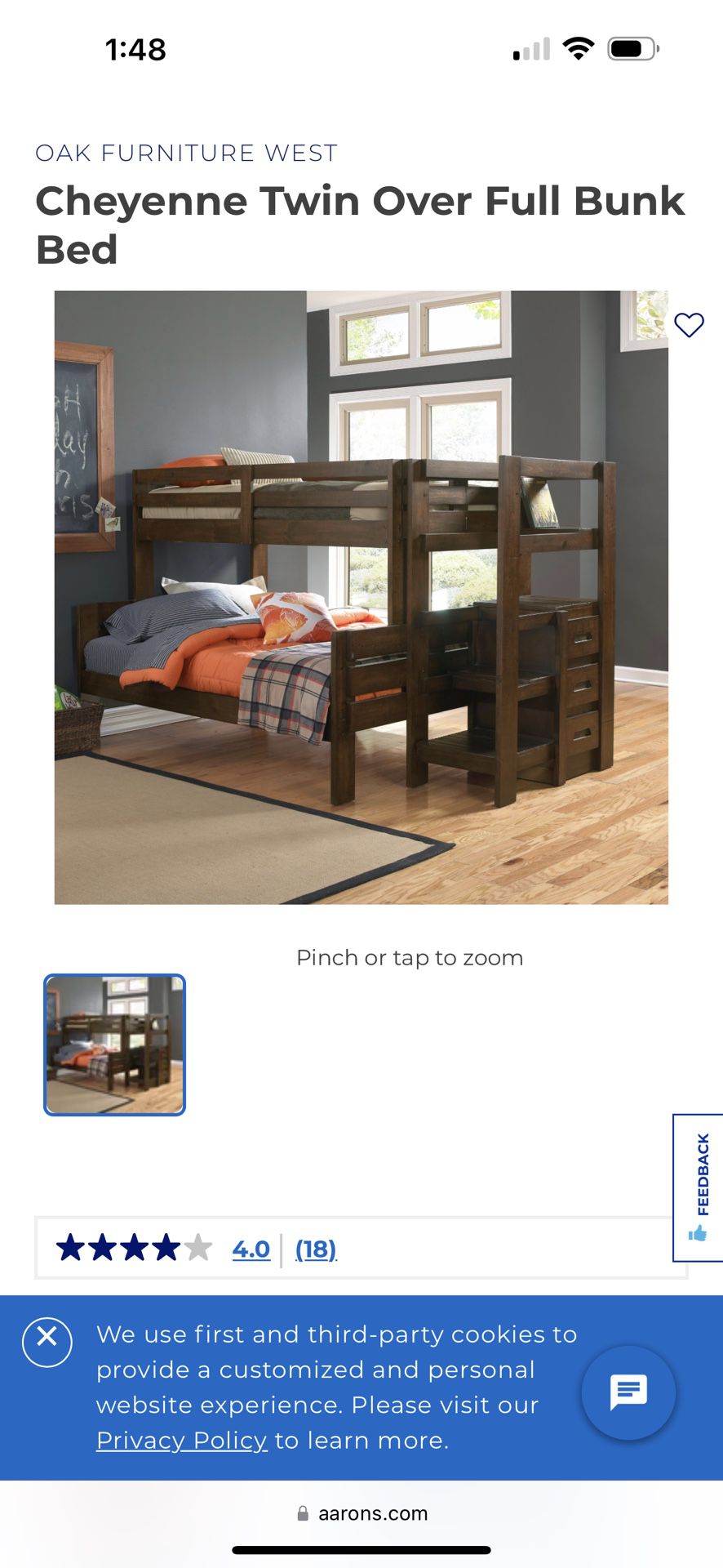 Cheyenne Twin Over Full Bunk Bed