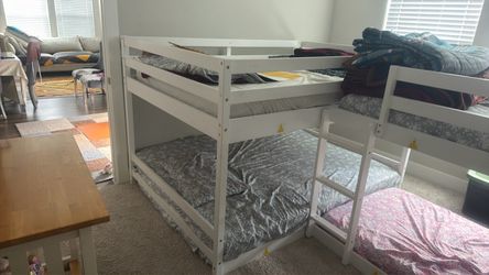 White Wood Twin Bunk Bed Frame