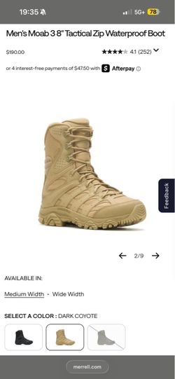 Men's Moab 3 8" Tactical Zip Waterproof Boot