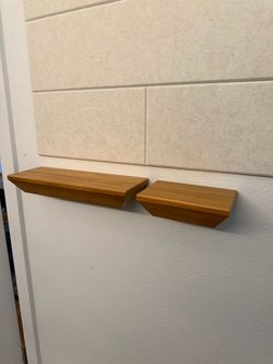 Floating Wood Wall Shelves Set of 2