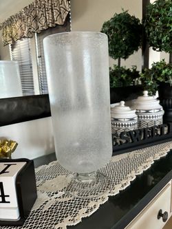 Tall Frosted Glass Hurricane Vase