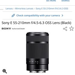 Sony E 55-210mm f/4.5-6.3 OSS Camera Lens 