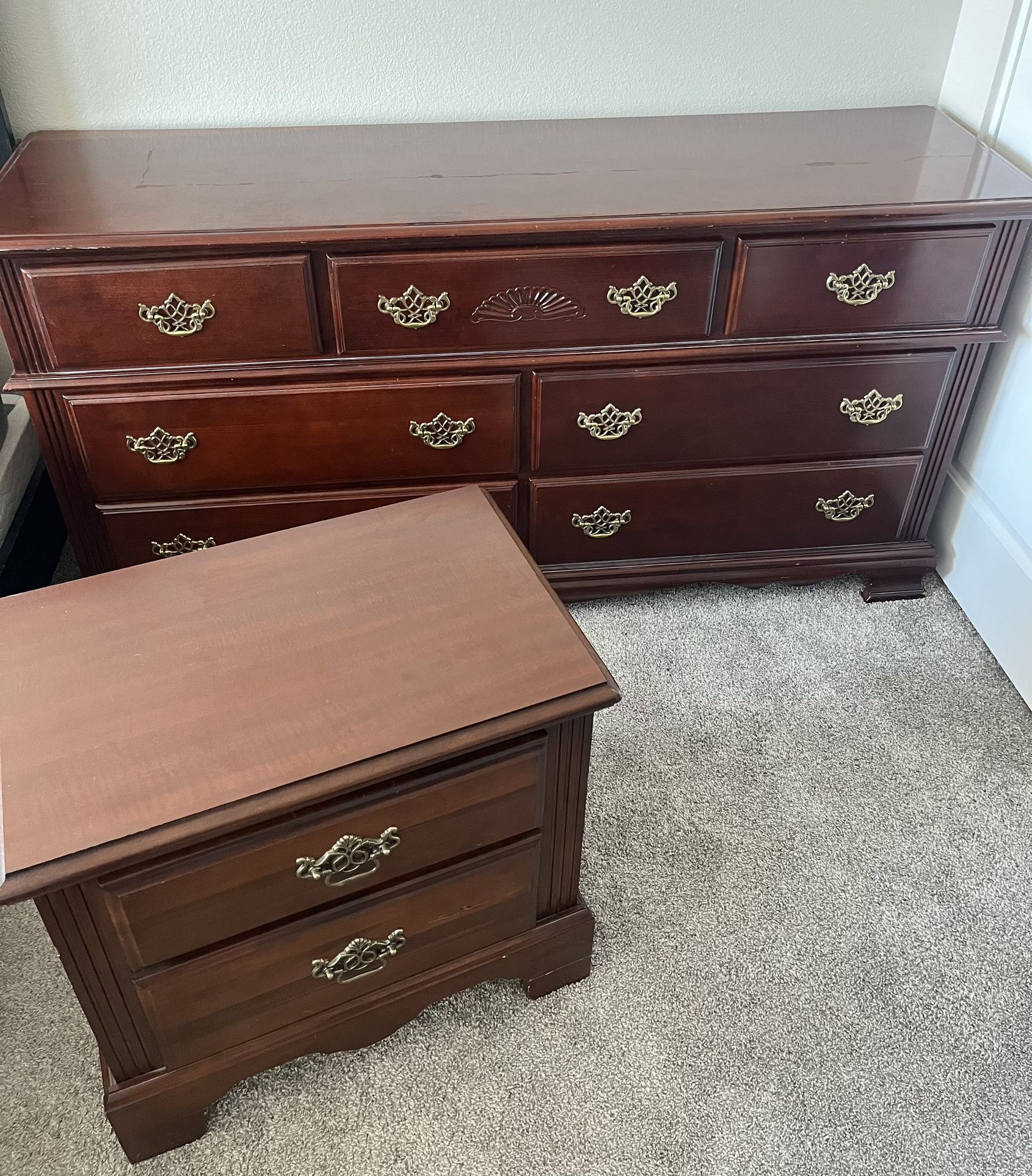 Dresser With Nightstand Cherry Wood