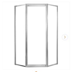 Craft & Main Tides Framed Neo-Angle Shower Glass Door in Silver with Clear Glass