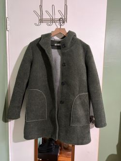 Green coat with hood