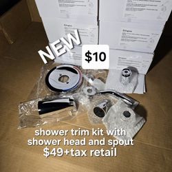New Shower Trim Kit With Shower Head And Tub Spout $49+tax Retail , my price only $10 each kit