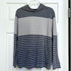 NWOT Univibe Gray & Blue Striped Hoodie – Boys XL (14/16)