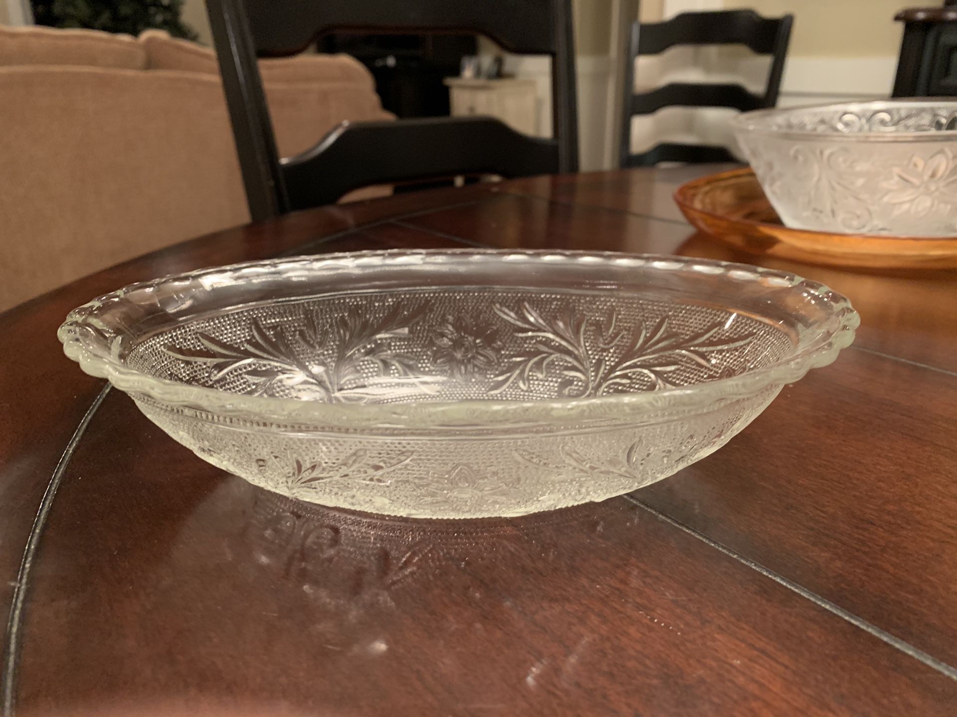 Vintage Clear Sandwich Glass Oval Serving Bowl