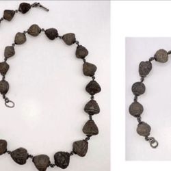 Antique Spindle Whorls Necklace & Bracelet With Sterling Silver