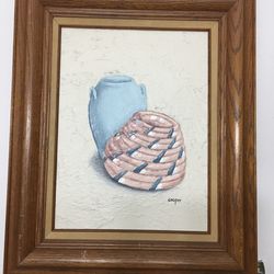 Wayne Cooper Untitled Early Basket Original Oil Painting on Canvas. Hand Signed