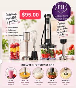Especial $95.00 Batidora Manual 5En1 Muele Bate Machaca Licua Pica Princess House Ventas Finales