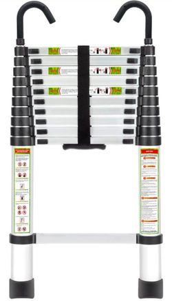 🔥new inbox🔥10.5FT Aluminum Telescoping Ladder with Non-Slip Feet and Stable Hook