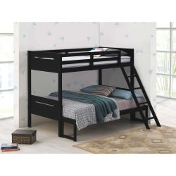 Black Wood Twin/ Full Bunk Bed 
