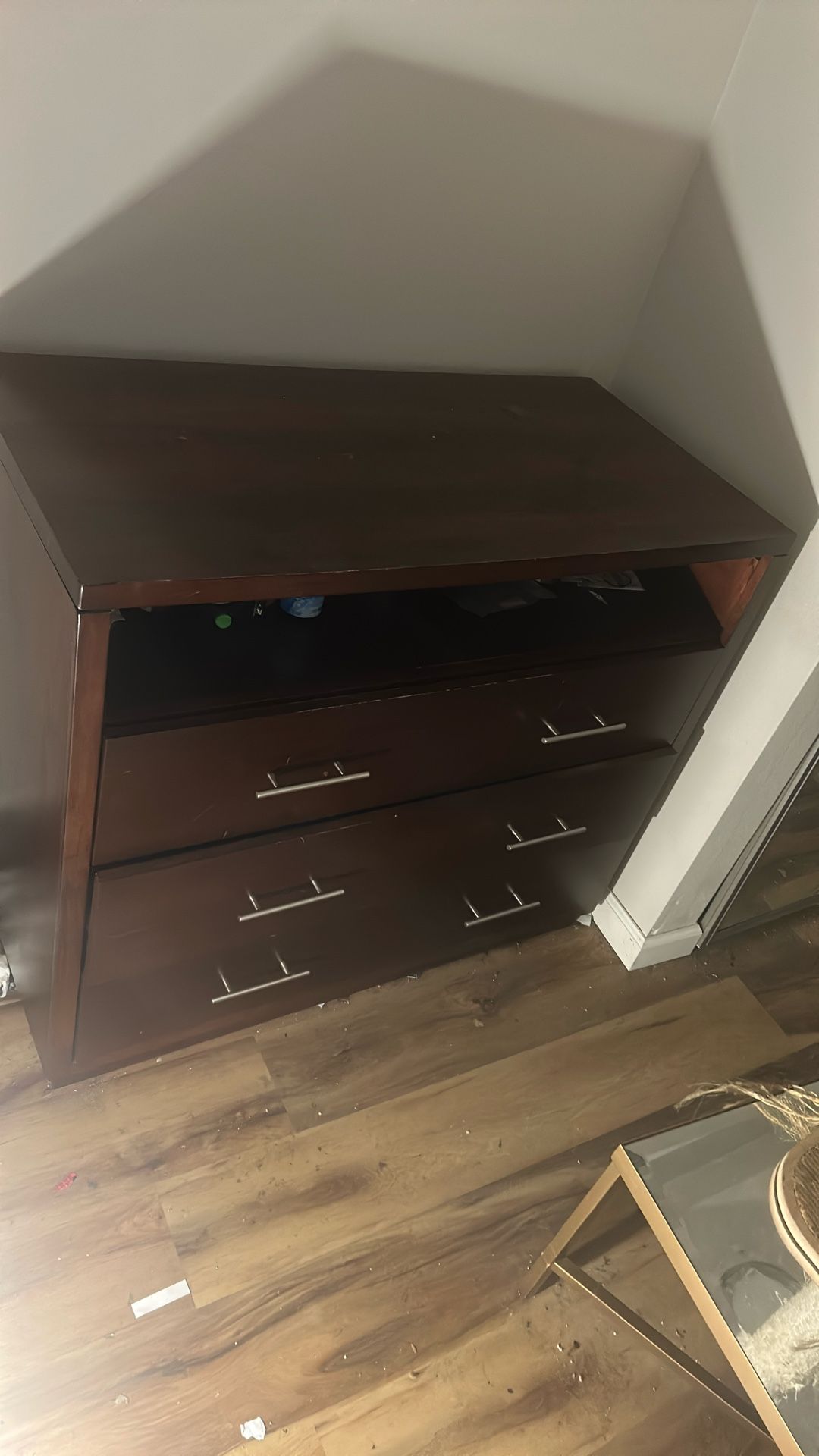 Very Large Wood Dresser With Three Drawers .