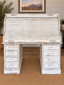 Refinished solid oak roll top desk
