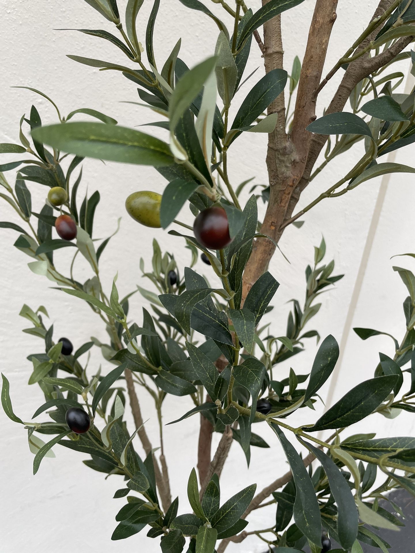 Artificial Olive Tree 7FT Tall Faux Silk Plant for Home Office Decor Indoor Fake Potted Tree with Natural Wood 