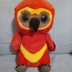 Beautiful BRAND NEW red, orange, yellow, and brown Fawkes plush with dazzling sparkling eyes made by the Wizarding World (in bag with tag) 