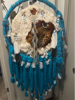 Large 26” Turquoise Dreamcatcher Wall Hanging