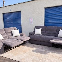 Gray Reclining Sofa Set