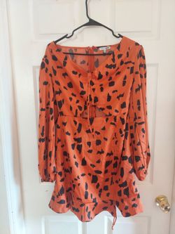 Fashion Nova Orange Animal Print Mini Dress