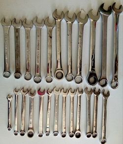 Chrome Vanadium Ratcheting Combination Wrench Set Standard SAE Metric Mix 12 Pt