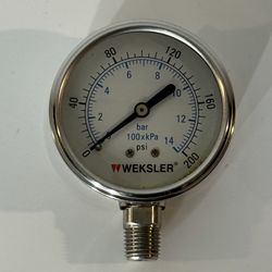Weksler Liquid Filled Pressure Gauge 200 psi 100xkPa 2-1/2" Stainless Steel