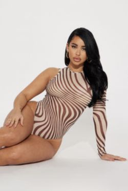 Brown Mesh Bodysuit