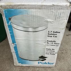 NEW - Polder 2.7 Gallon Stainless Steel Step Trash Can 