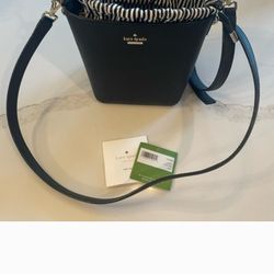 Kate Spade Black Crossbody Bag with Striped Interior