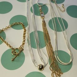 #1566, GORGEOUS 10K GOLD  PLATED & SILVER PLATED, SET 3 ITEMS

