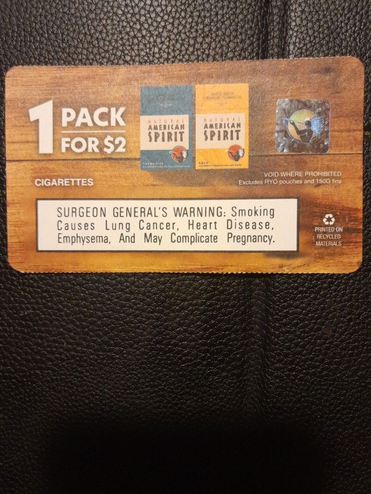 American Spirits $2 For 1 Pack Coupon.