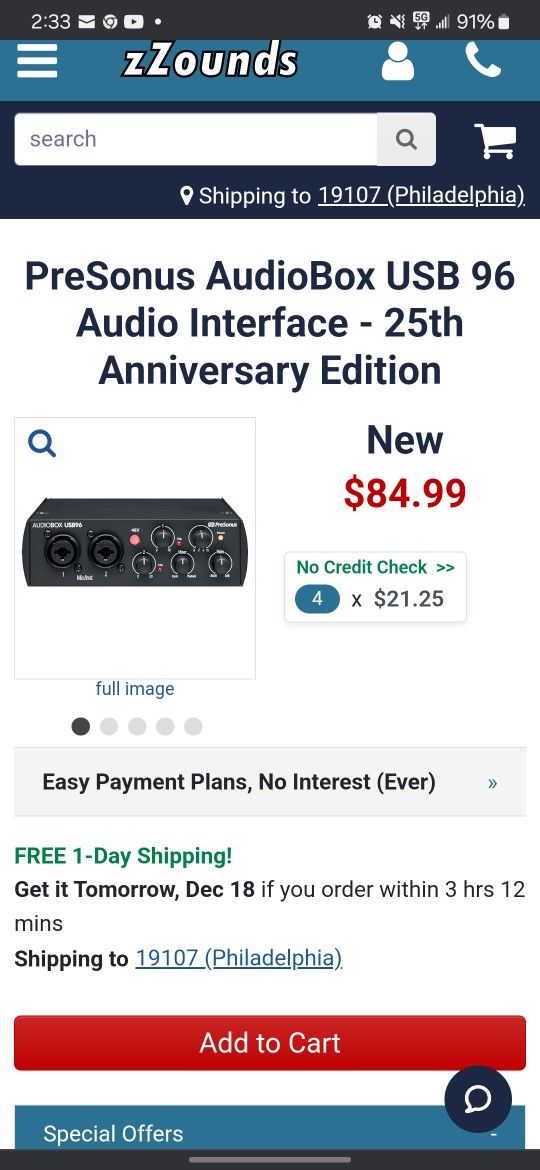 PreSonus AudioBox USB 96 In Mint Condition $75