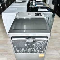 New Maytag - 7.4 Cu. Ft. Smart Electric Dryer with Steam and Extra Power Button - Metallic Slate Model: MED7230HC